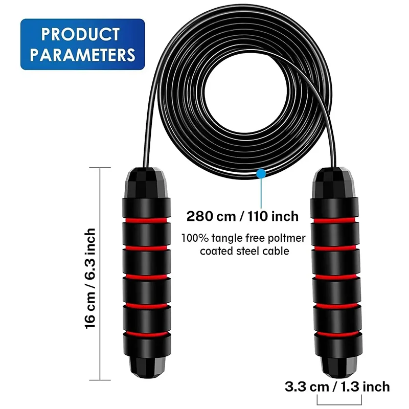 Speed Skipping Rope - Regulowana skakanka ze stalowym drutem i